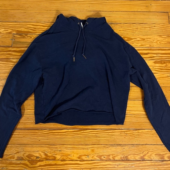 Navy Cropped Sweatshirt - Picture 2 of 3